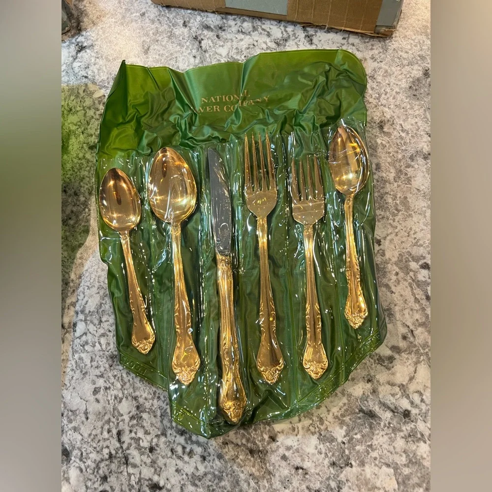 Vintage Coppercraft Guild National Silver Company Silverware Set x2 Gold Plated - Picture 2 of 8